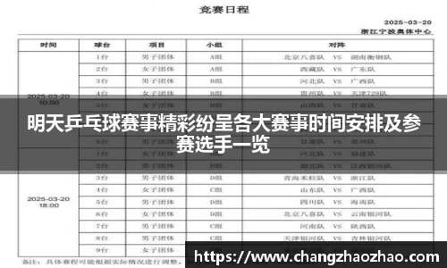 明天乒乓球赛事精彩纷呈各大赛事时间安排及参赛选手一览