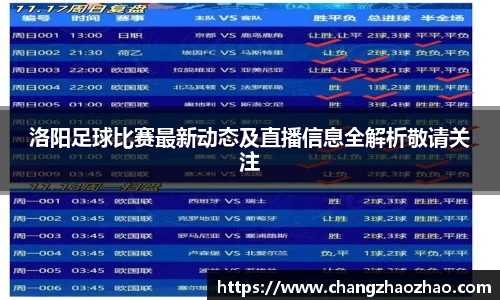 洛阳足球比赛最新动态及直播信息全解析敬请关注